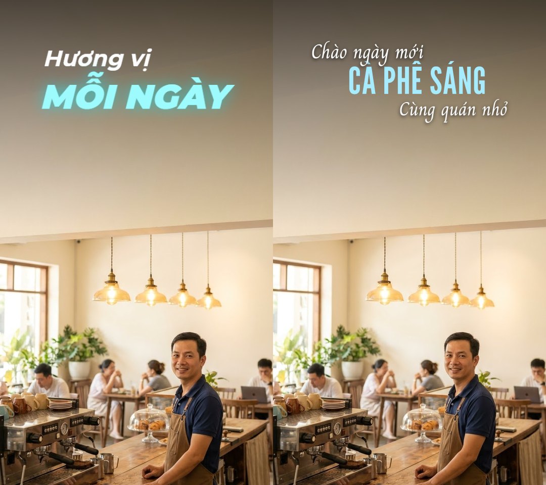 Chữ động Quán cà phê & F&B ghép lên cảnh video