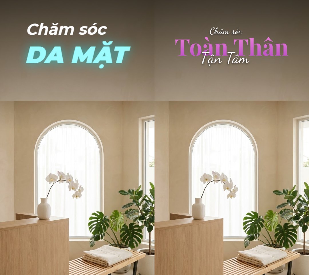 Chữ động Thẩm mỹ & Spa ghép lên cảnh video